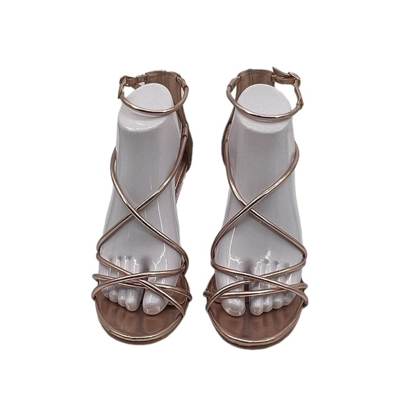 Brash Rose Gold Strappy Heeled Sandals Size 8 Women’s - Picture 3 of 10